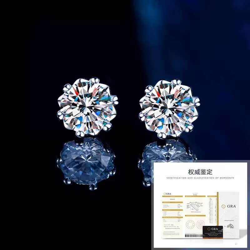5mm/6.5mm/8mm Classic Diamond Earring Stud Excellent 925 Sterling Silver VVS GRA Moissanite Earring for Women Men