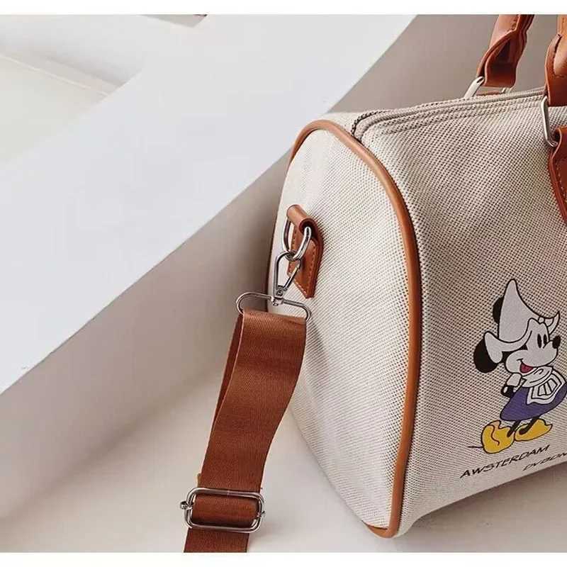 Disney Luxury Brand Travel Bag Mickey Cartoon Luggage Canvas Bag Moms Bag Large Capacity Handbag Womens Storage BagXJ250412