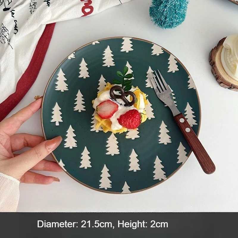 Christmas American Atmosphere Christmas Tree Plate Ins Style Ceramic Western Dish Plate Dessert Plate Y251113