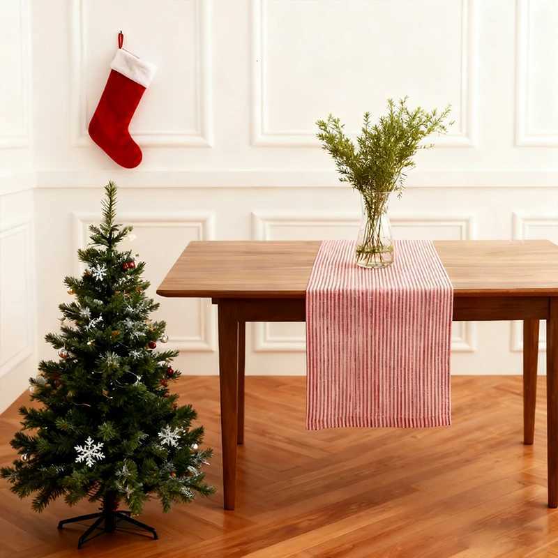 Christmas Christmas Red and White Striped Polyester Breathable Table Flag for Weddings Banquets Restaurants Kitchens Decorations Y251113