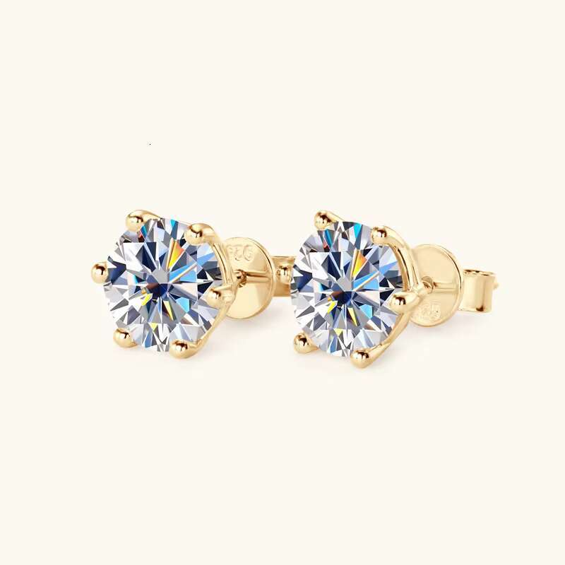 Latest Style High Quality 5mm Moissanite 925 Sterling Silver Eco Friendly 6-claw Classic Stud Earrings
