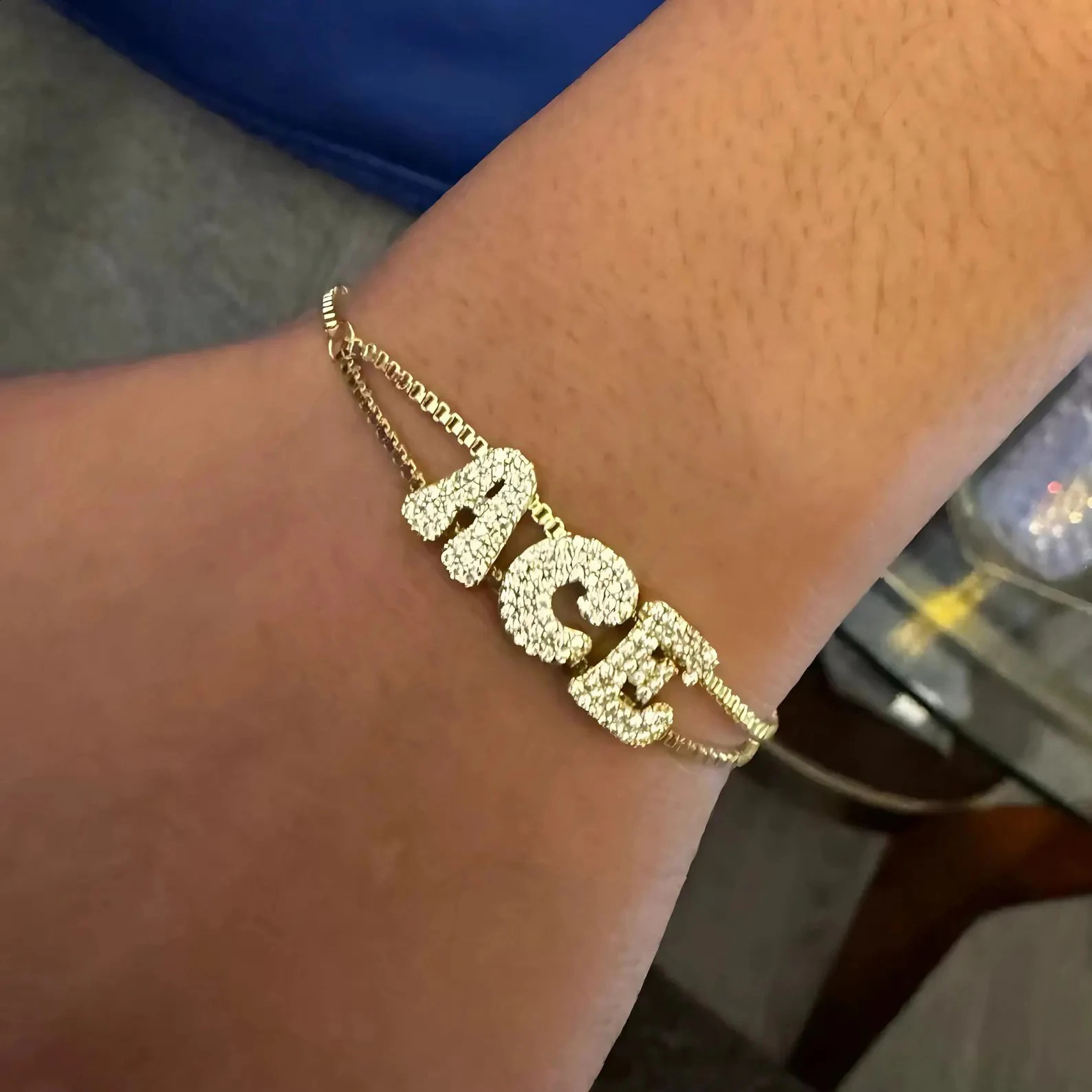Sparkling Zircon Customized Name Bracelet 3D Bubble Letter Personalized Name Bracelet DIY 26 Initial Letter Bracelet Jewelry Gift 250408