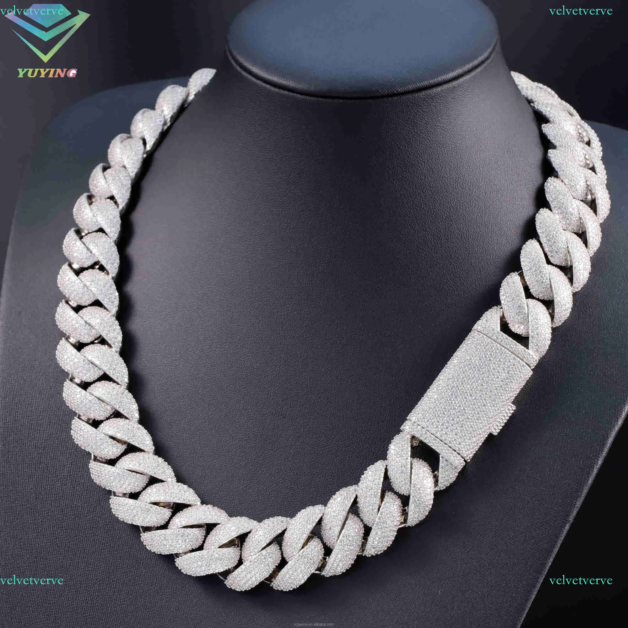 22mm Heavy Mossanite Jewelry For Men S Solid Sier Hip Hop Necklace VVS Moissanite Cuban k Chain