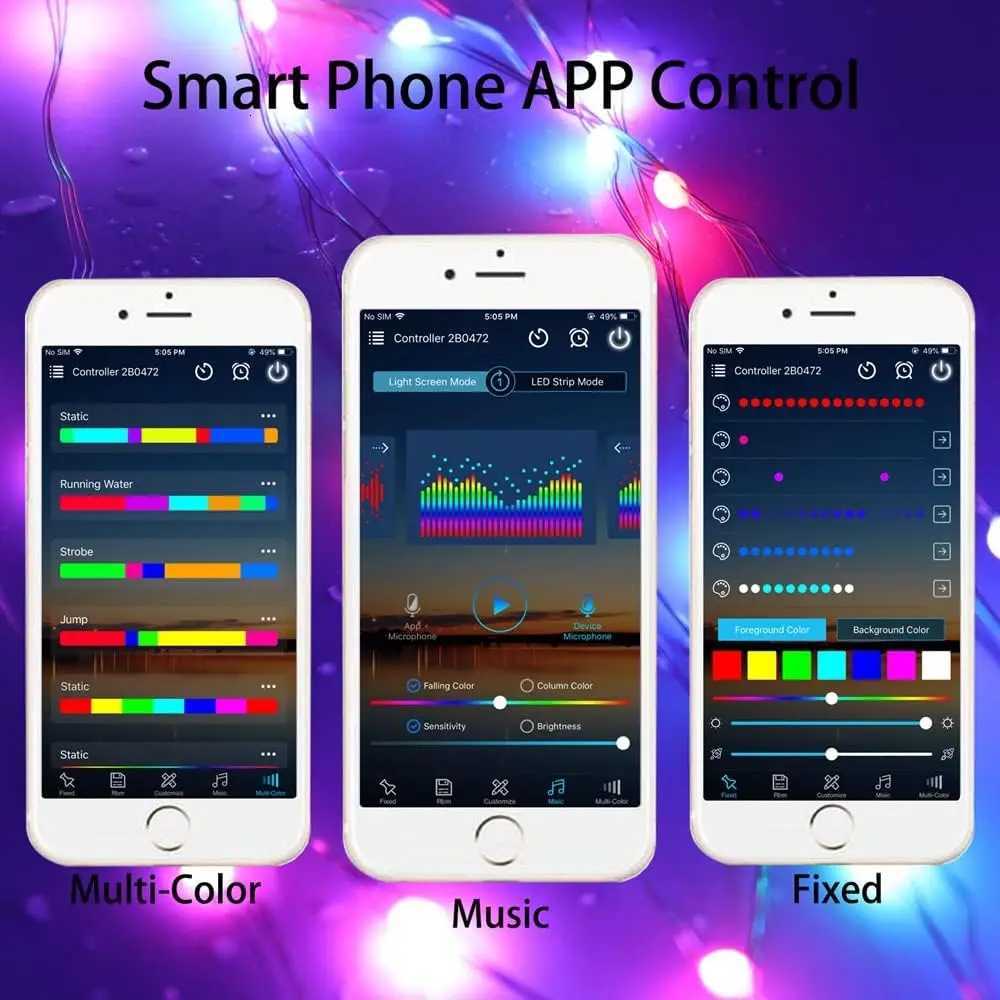 5V Ws2812B Rgbic Led Strip Lights Addressable Smart Rgb Light Led Tape With 28Key Bluetooth App Music Controller 1M 2M 3M 5M 10M W251112