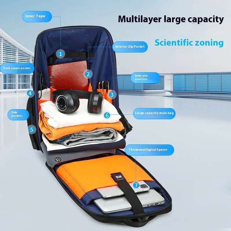 18 Inch Large Capacity Men's Designer Laptop Bag School Bags Waterproof Business Sports Travel Backpack Rucksacks Mochilas