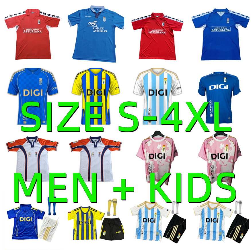 24 25 26 Real Oviedo Mens Soccer Jerseys 1926 1990 1991 1992 Retro JIMMY S. CAZORLA BORJA CAMARASA HUGO ALEMAO SEOANE MOYANO ROMARIO 2025 2026 Men kids Football Shirt