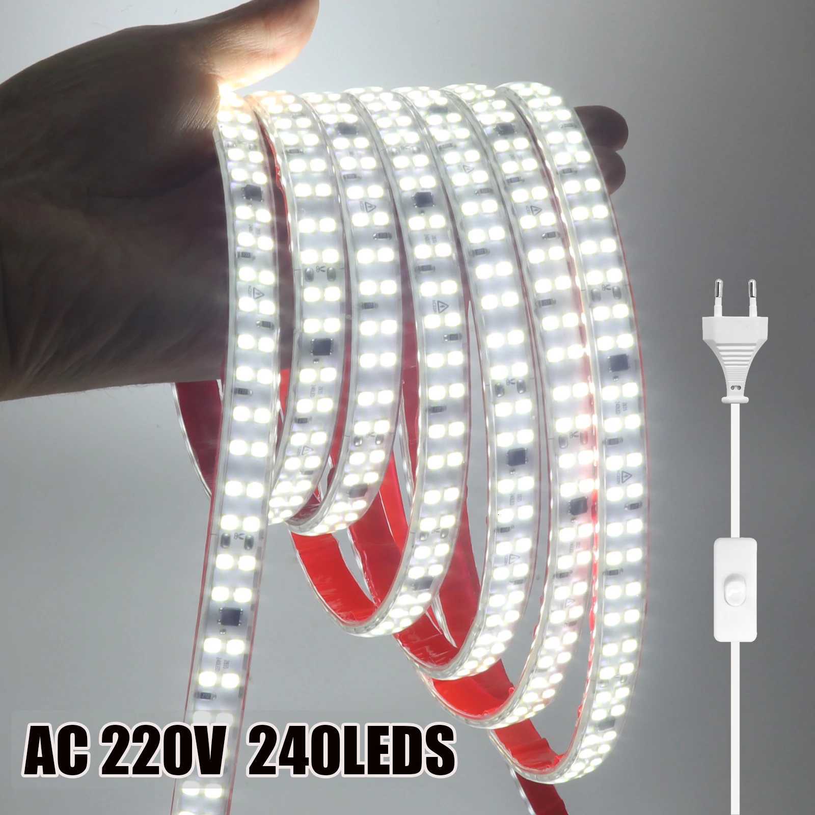 AC 220V LED Strip Waterproof 240Leds/M 3000K 4000K 6000K Home Decor Self Adhesive Tape Chain Light Flexible Ribbon Strip W251112