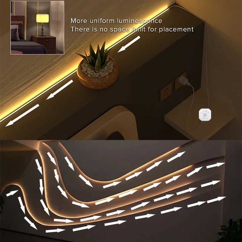 Motion Sensor Stair Neon Strip Lights With Chase Effect USB Motion Activated Closet Light 5V Neon LED Strip for Home Bedroom W251112
