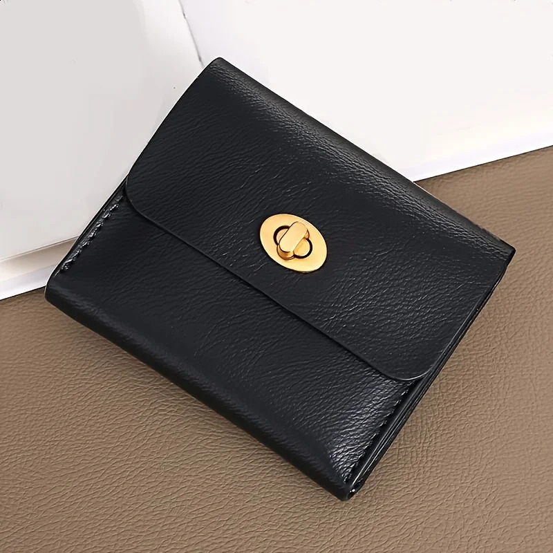 Real soft leather wallet for women short coin purse womens small wallet large capacity paper bag 250410