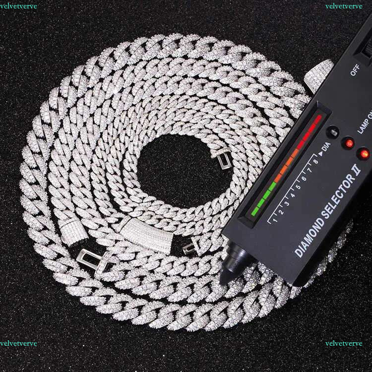 Full Ice out 2rows 6mm 9mm 13mm Solid Sier Moissanite Cuban k Chain Mans Hip Hop Necklace