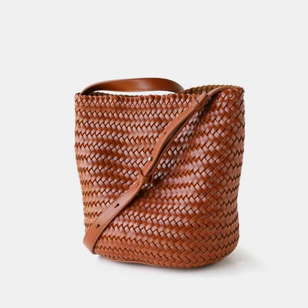 Motingsome Handwoven Bag Womens Bucket Luxury Designer Bags Niche Casual Bucket Bag Handmade French Retro Shulder Purse 2025W251112