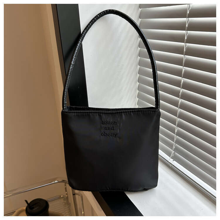 Korean mucu and ebony fashionable embroidered high elastic waterproof nylon versatile casual underarm shoulder bag for women