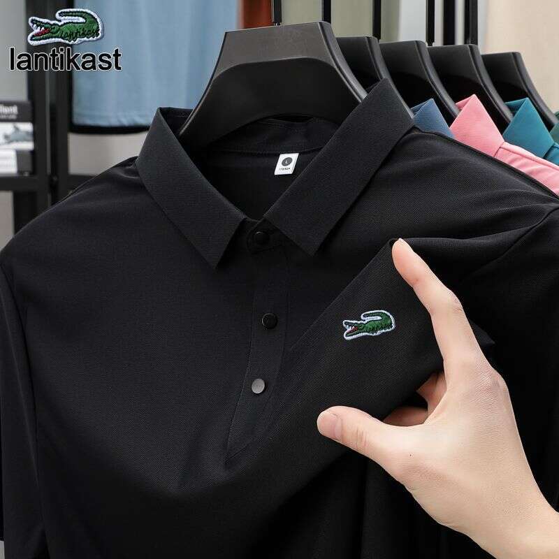 Noble Crocodile Summer Men's Polo Shirt Youth designer hoodie Short Sleeve Turn-down Collar Solid Color Business Casual T-shirt Ice Silk Top