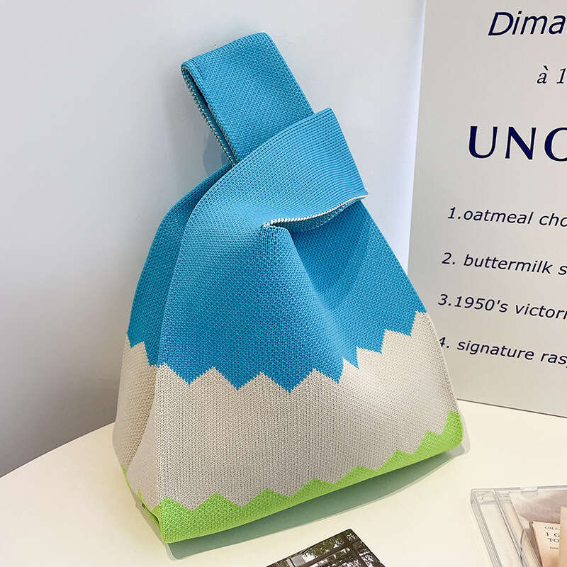 New Instagram Popular Handbag Women's Knitted Woolen Water Bucket Handheld Casual Tote Box Rice Bag Versatile