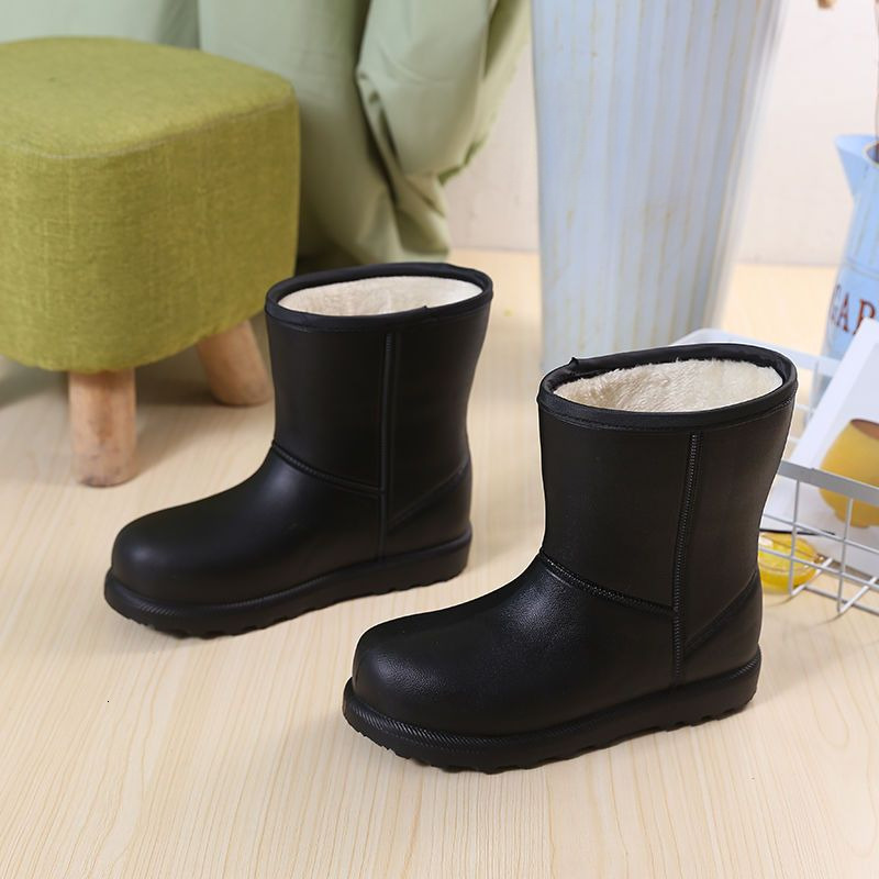 Wool lined waterproof women fashion s snow boots anti slip and warm rain boots adult Korean EVA integrated shoes kitchen laundry work shoes designer s