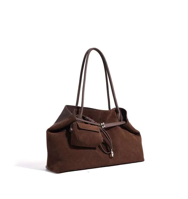 Motingsome Suede Genuine Woman Casual Tote Bag With Purse Roomy Large Capacity Lady Vacation Shoulder Handbag 2025 New