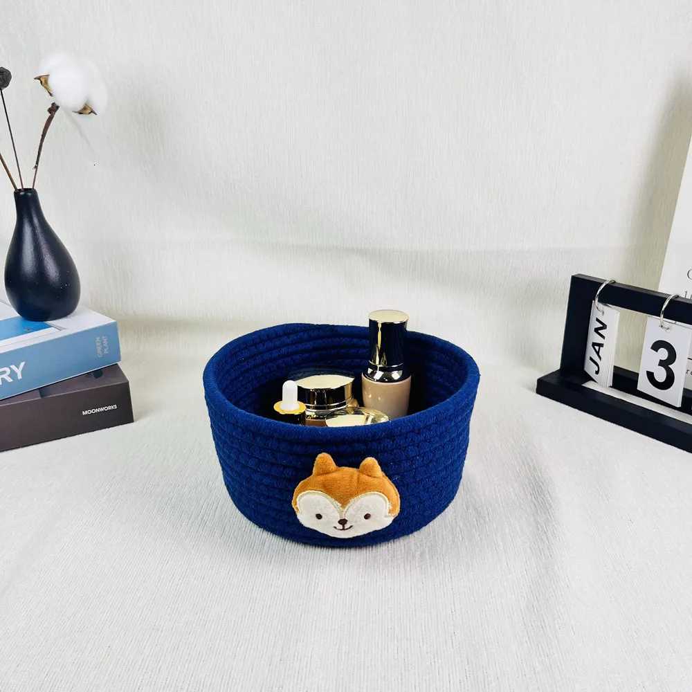 mti-function Cotton Rope Hand Woven Storage case household Cartoon Tabletop Sorting Basket Bedside Storage Baskets Y251112