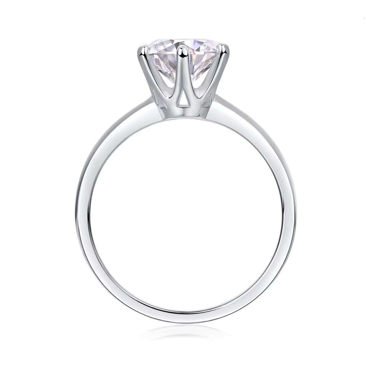 925 Diamond Romantic Wedding Band Moissanite Ring Round Natural Diamond Solitaire Ring