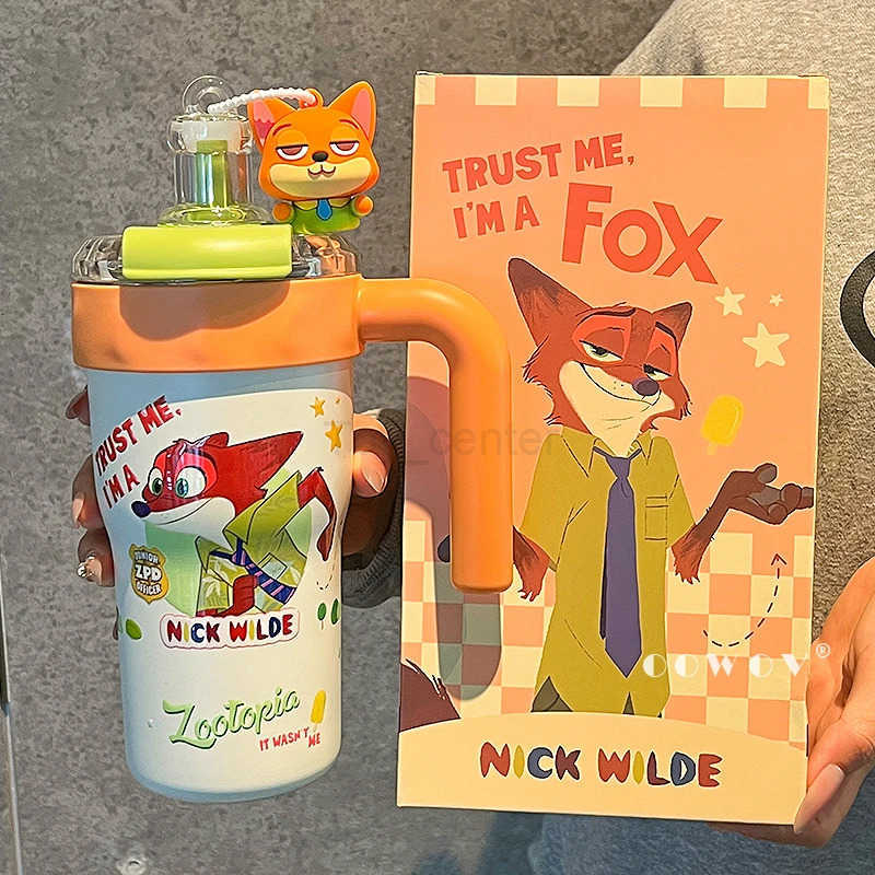 Disney Zootopia Judy Hopps Nick Wilde Thermos large capacity easy to carry outdoor home office cup childrens birthday gift H251203