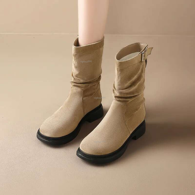 New free shipping designer shoes Aogu Shideng Martin for Women 2024 New Spring and Autumn British Style Single Thick soled Skinny Mid length Short Cow