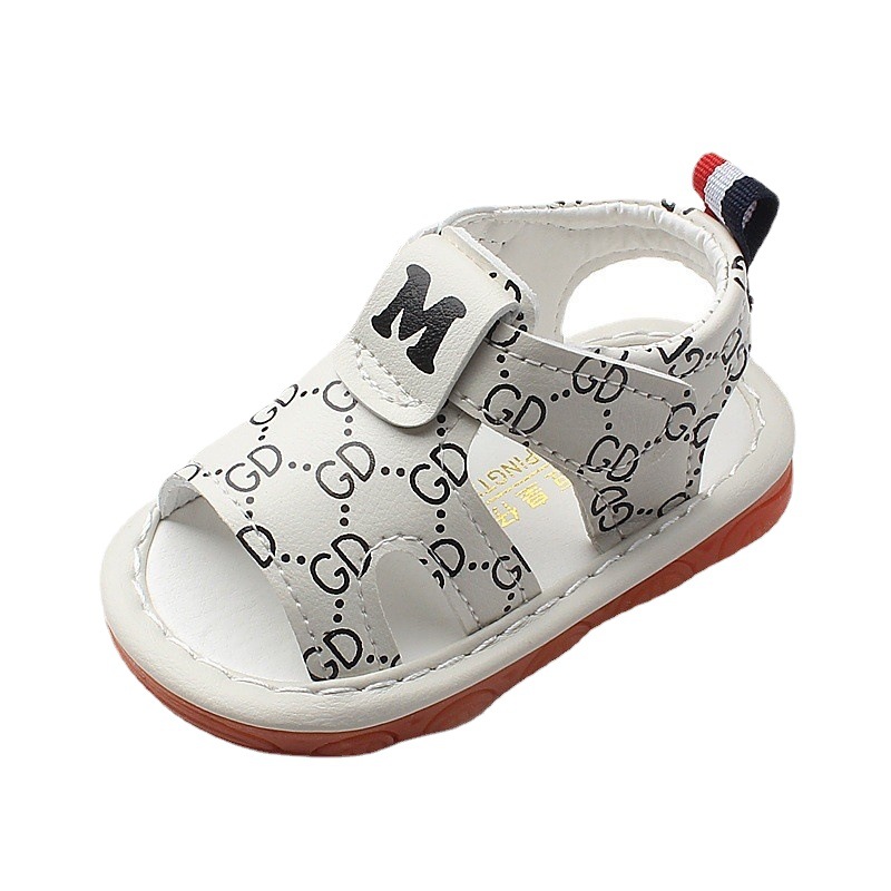 designer shoes 2025 new Summer style whistle boys' sandals for 0-1-2 years old toddler squeaky shoes with ox tendon sole for baby learning to wal