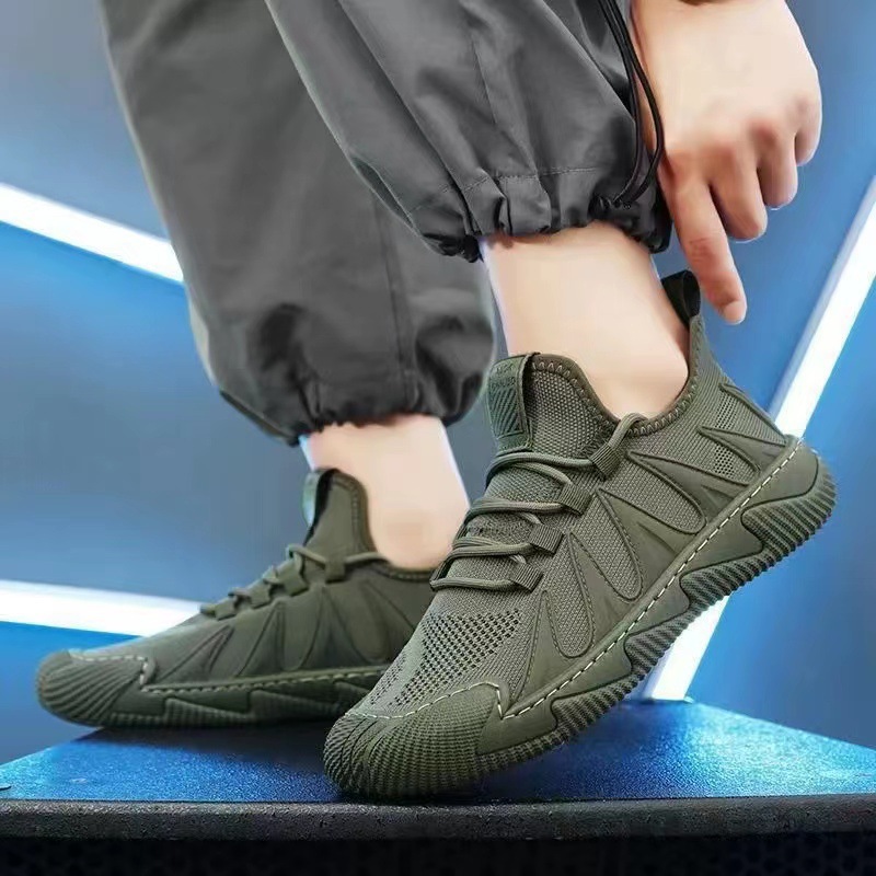 New Stylish Men's Casual Sports Shoes Outdoor Work Shoes 2025 Summer Hot Trend Sneakers Green Gray Sizes 39-44