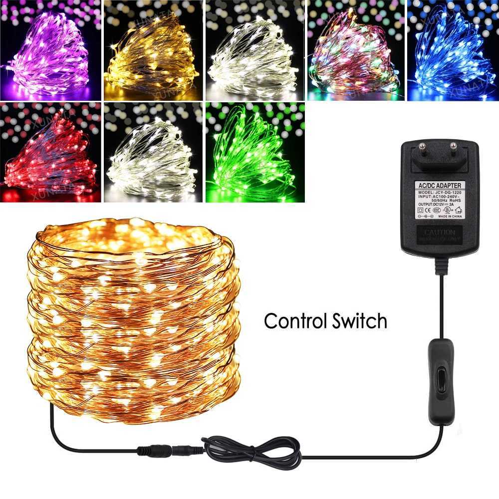 12V Led Fairy Lights Copper Wire String Christmas Lights 10M 20M 30M Holiday Outdoor Garland For Tree Wedding Party Decoration M251113