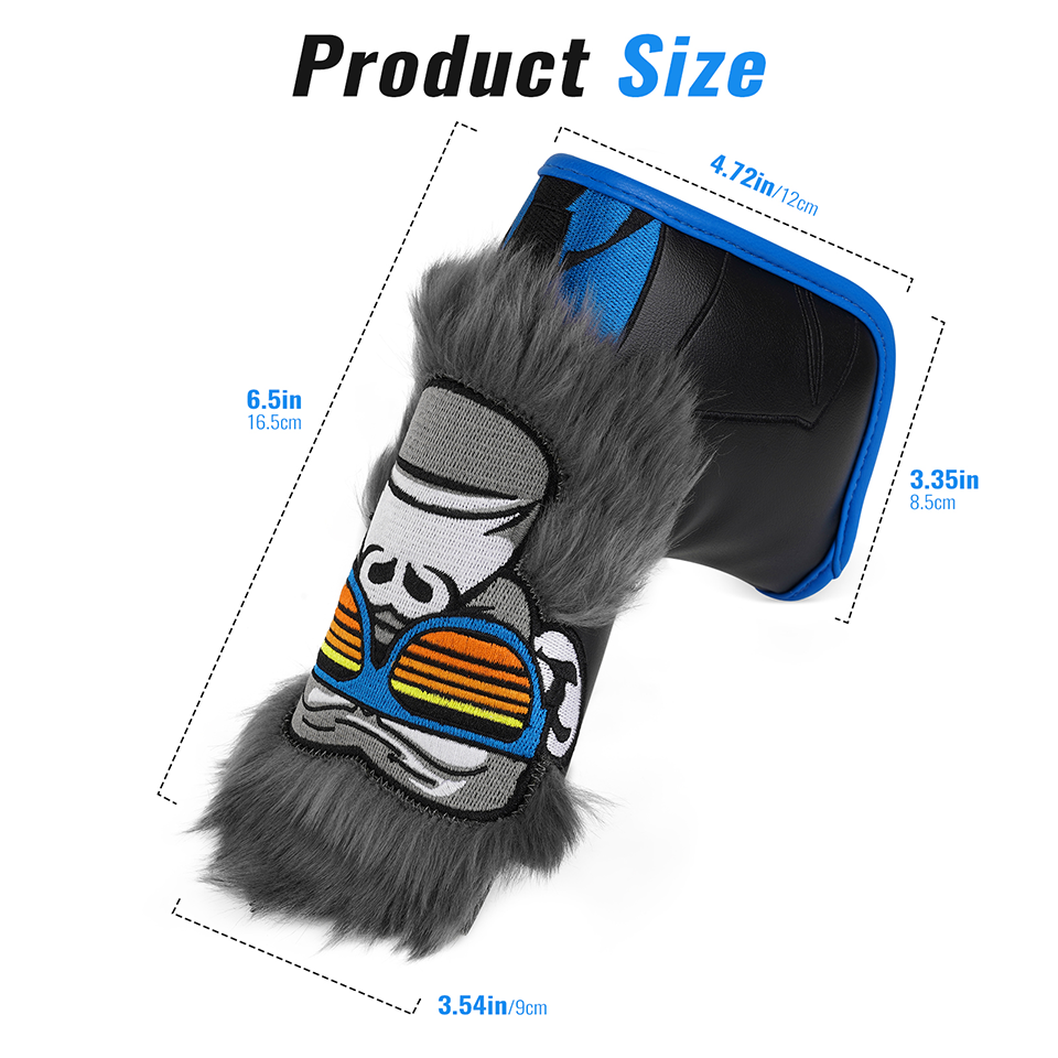 Golf Headcover Set Black Suit Sunglasses Monkey Driver Fairway Hybrid Head Cover Square Mallet Blade Putter Wood Cover Club Golf Head Cover Driver Cov