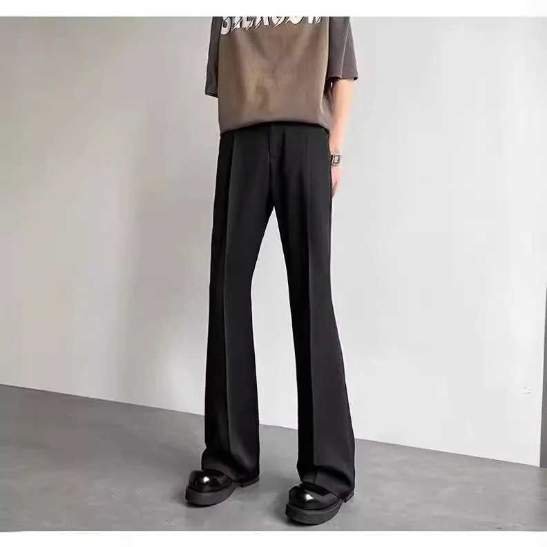 High quality design brushed micro flame casual mens pants for spring and summer straight leg loose long pantsXJ250412