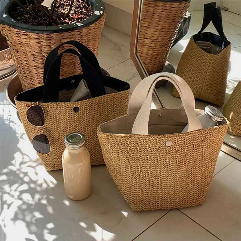 Handmade Beach Bag Beach Straw Messenger Bag Bohemian Summer Woven Rattan Bucket Shoulder Handbag Handmade Crossbody Bags For Women Kq1