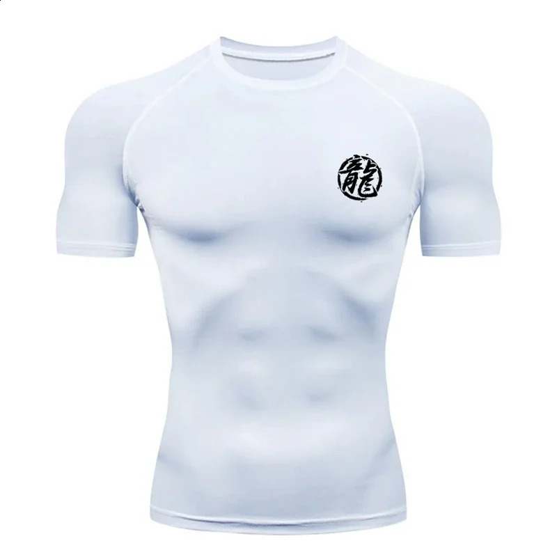 Dragon Character Print compression shirt mens gym exercise running underwear Baselayers sports quick drying Tshirt top 250408