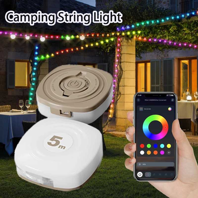 GGbingo LED Camping Strip Light RGB Smart APP Waterproof Light USB Rechargeable Storable Atmosphere String Lamp for Outdoor Tent W251112