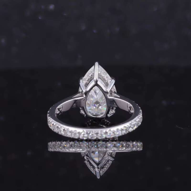Fashion Jewelry Gold 18k Moissanite Eternity Ring Lab Grown Diamond Engagement Ring Pear Shape Customization