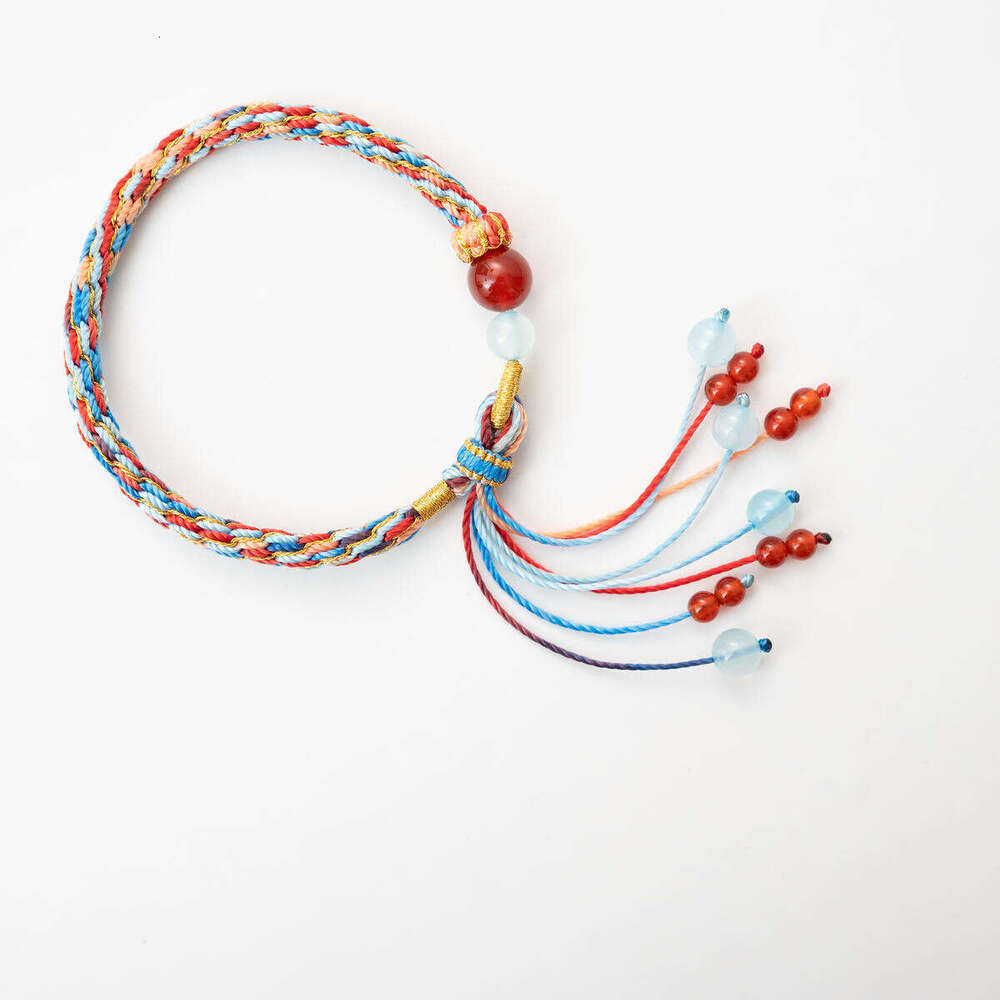 Dunhuang "Crimson Flame" Red Agate Cord - Genuine Gemstone Bracelet for Vitality & Passion, Adjustable Handwoven Design