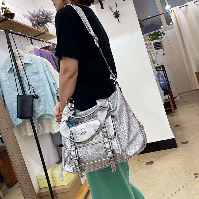 Backpack cowhide large capacity tote for women new trendy commuting women's bag splicing high-end handbag