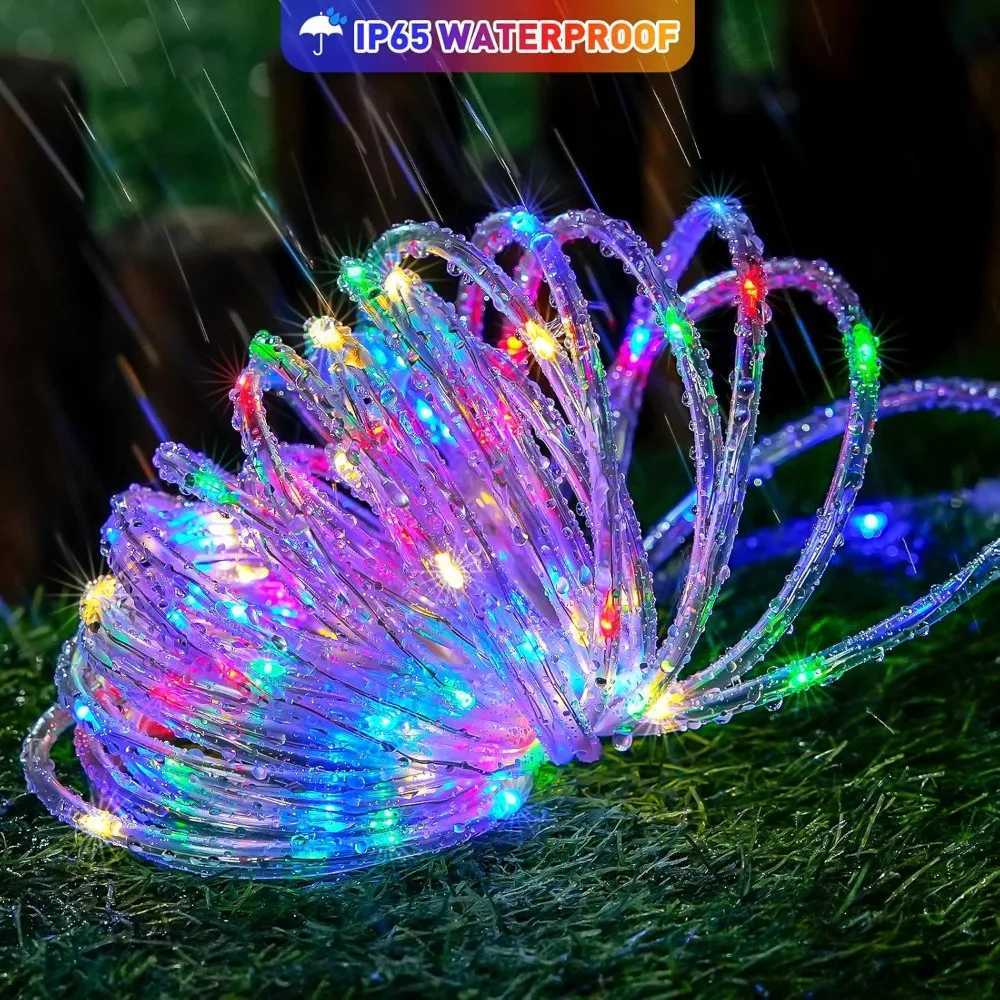 7M/12M/22M Outdoor Solar Tube Rope Led Light Garden Waterproof Strip Lights for Christmas Decoration Wedding Fence Fairy Lamp W251112