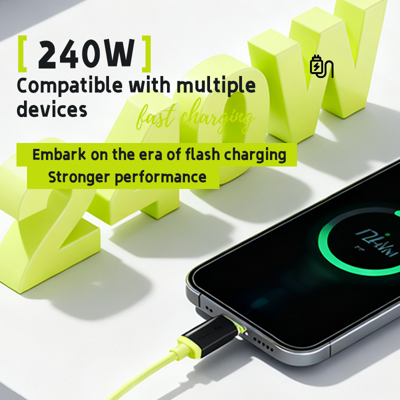 PD3.0 240W fast charging USB Type C cable with silicone wire for iPhone/iPad/Notebook
