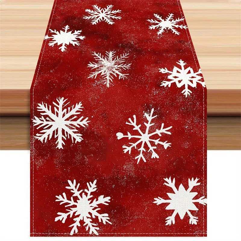 Christmas Elegant Christmas snowflake red and white table runner Christmas decoration home decor festive dining room decor seasonal home s Y251113