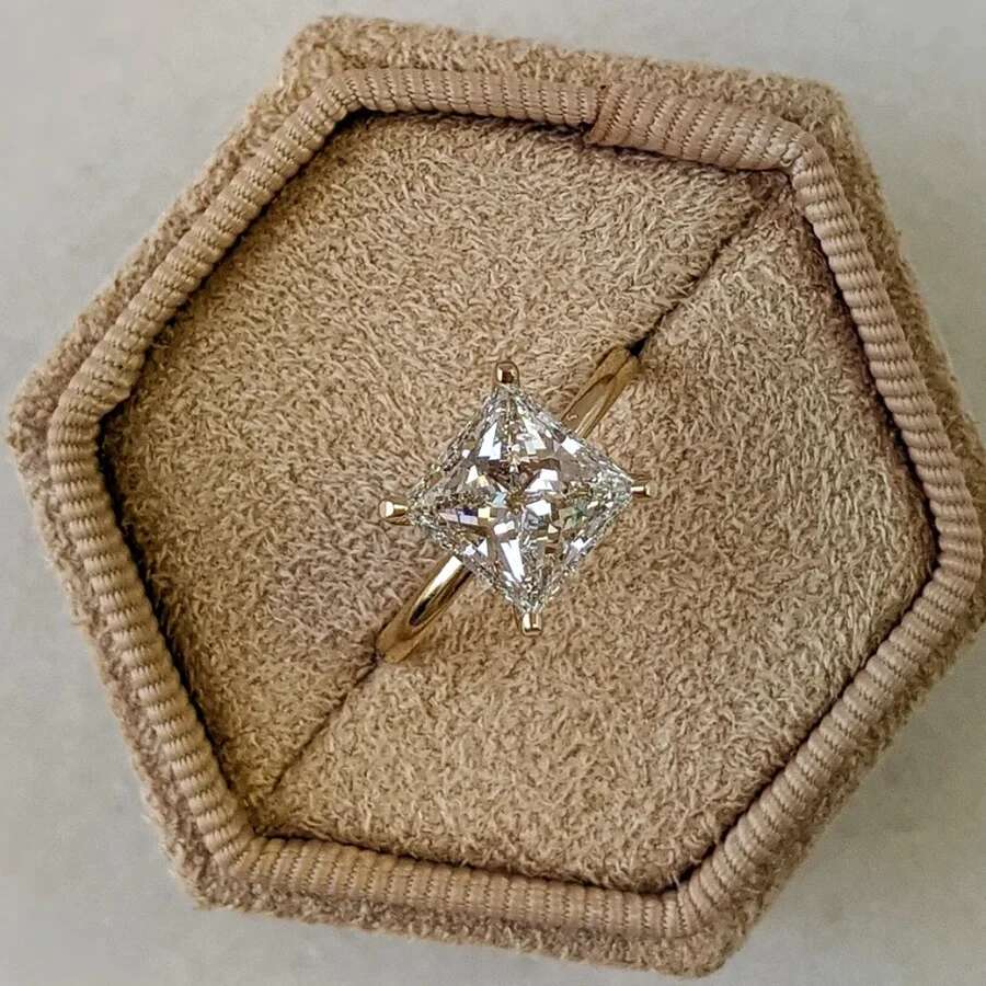 IGI 14k White Gold 3.0CT EF Color VS1 Princess Cut HPHT CVD Lab Grown Diamond Jewelry Diamond Chrismas Gift For Women