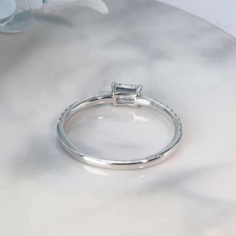 0.33ct 3x5mm Baguette Cut CVD HPHT Lab Grown Engagement Ring EF Color VVS1 Solid Real 14K White Gold Band for Women Lady