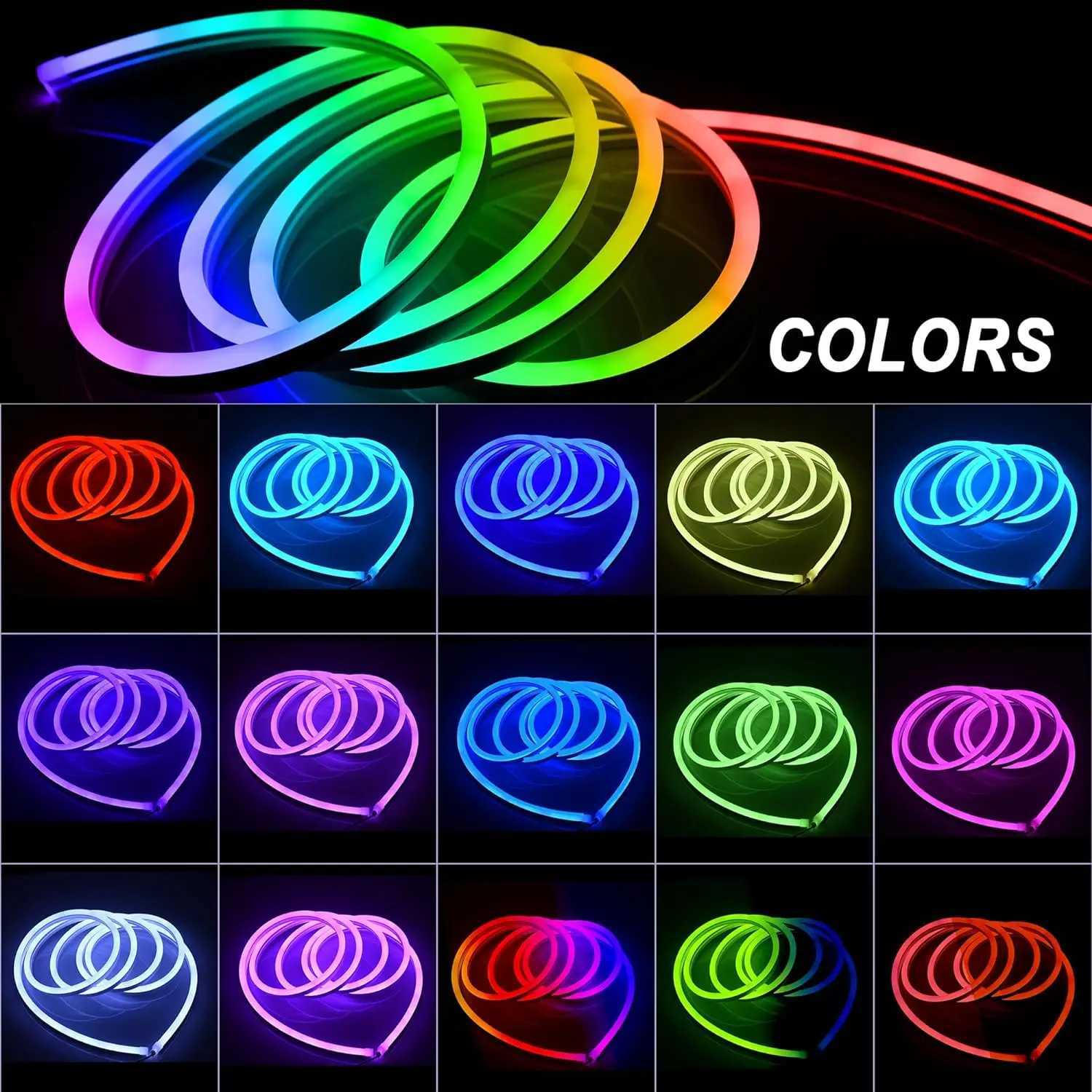 30M/20M Mexllex RGB Neon Light Strip with APP Remote Color Change Waterproof Music Sync Mode for Bedroom Room Outdoors Decro W251112