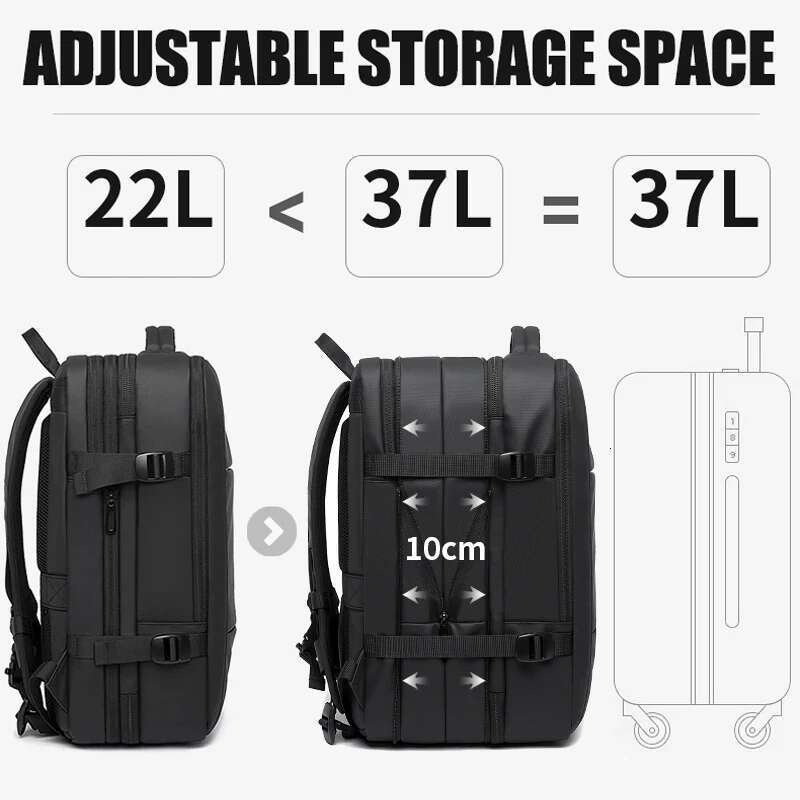 BANGE Expandable Men's Waterproof 17.3 in Laptop Backpack Man Large Capacity Hiking Travel Bag Male Backpacks for Men
