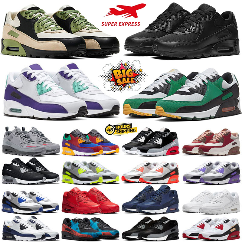 Designer 90s Running shoes For 90 Men Women Triple Black white Mesh Leather Trainer Breathable Cushion Surface outdoor Sneakers Sports Eur 36-45