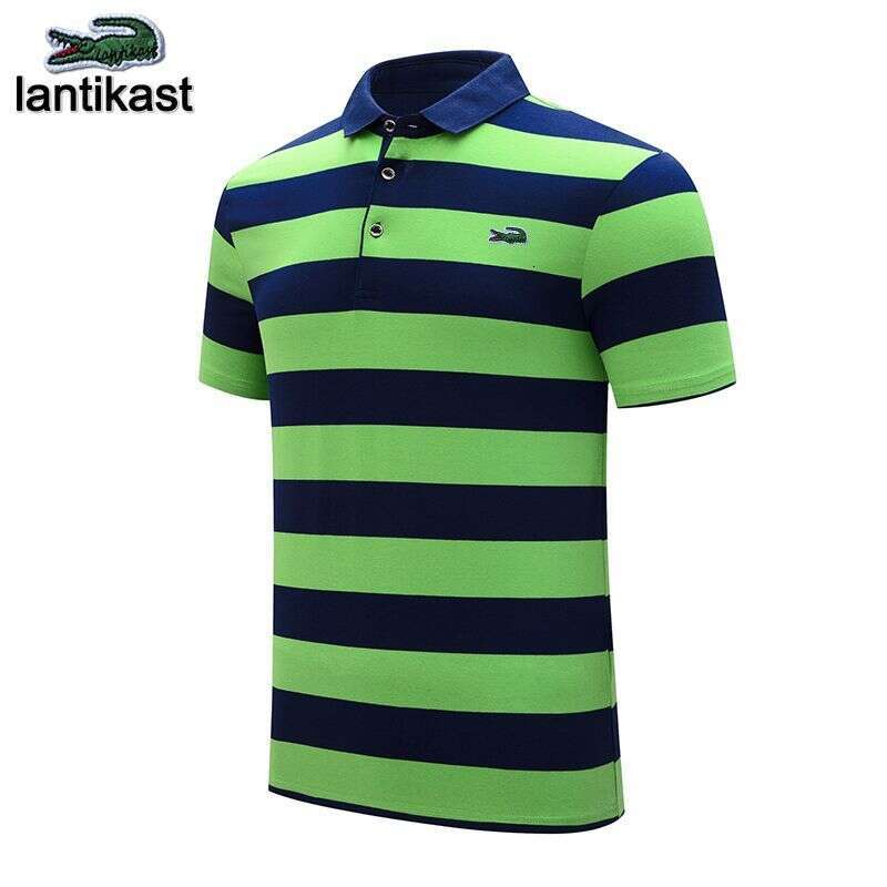 Noble Crocodile Polo Shirt Summer Short Sleeve Striped Turn-down Collar designer hoodie T-shirt Pure Cotton Korean Style Loose Plus Size LANTI KAST Me