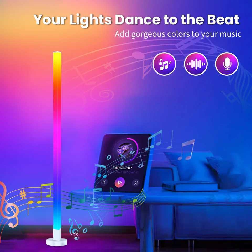 RGB LED Floor Lamp Remote APP Control Music Sync Corner Lighting Modern Mood Lighting for Bedroom Living Room Gaming decor W251112