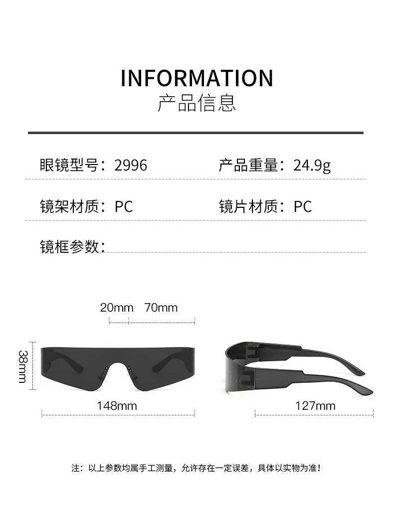 2000S Aesthetic Y2K Sunglasses Men One Piece Sports Sun Glasses Women Vintage Wrap Around Shades Fashion Punk Goggle EyewearC250412