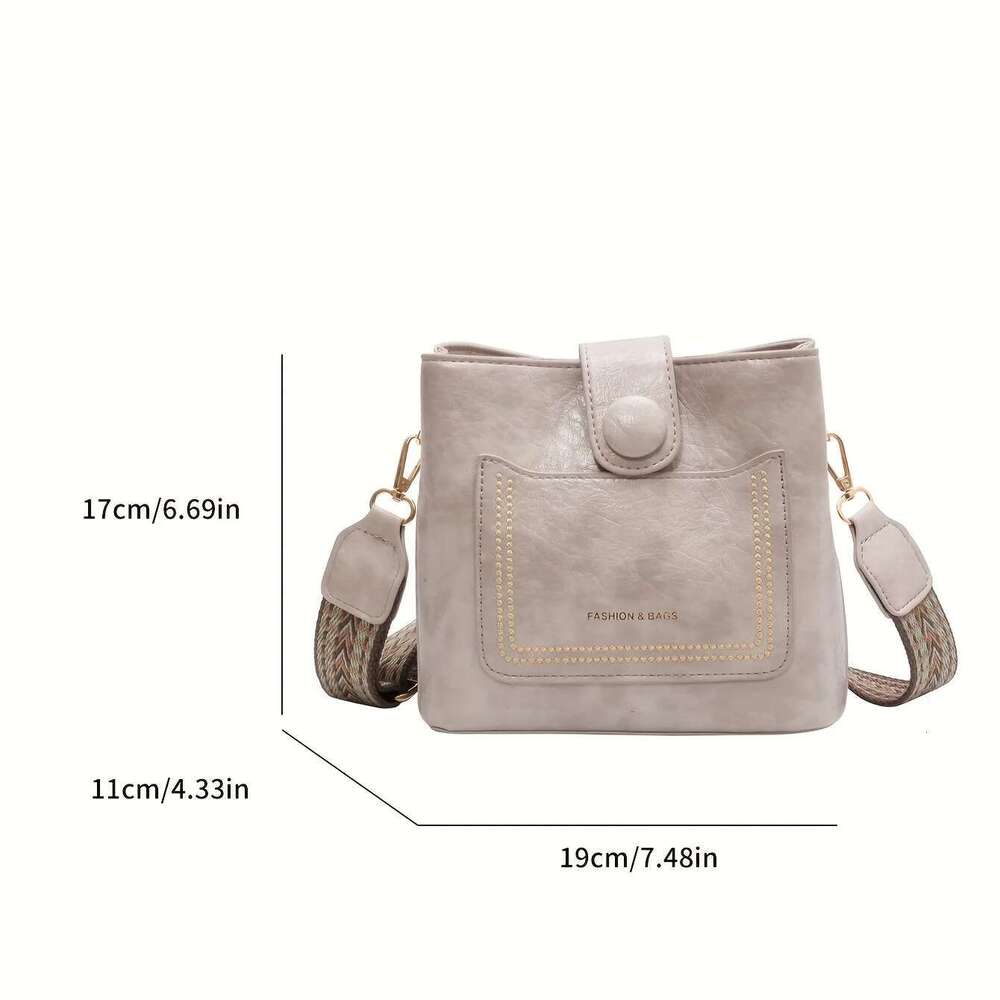 Vintage Simple PU Leather Bucket Crossbody Bags For Women Designer Handbagt Lady Black Shoulder Bag