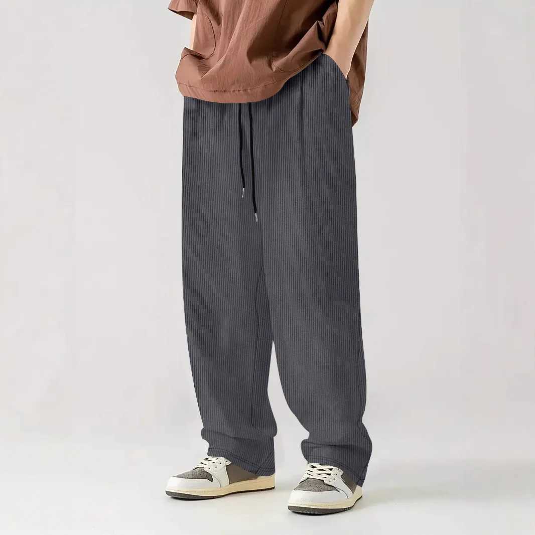 2025 New Mens Fashion Trends Spring and Autumn Corduroy Business Leisure Sports Comfortable Loose Long Leg Pants Wide Leg Straight Legs PantsXJ250412