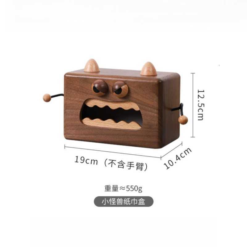 Little Monster Solid Wood Living Ro Creative Tissue Box He Dining Ro Cute Walnut Wood Storage Decoration Accessories Y251112