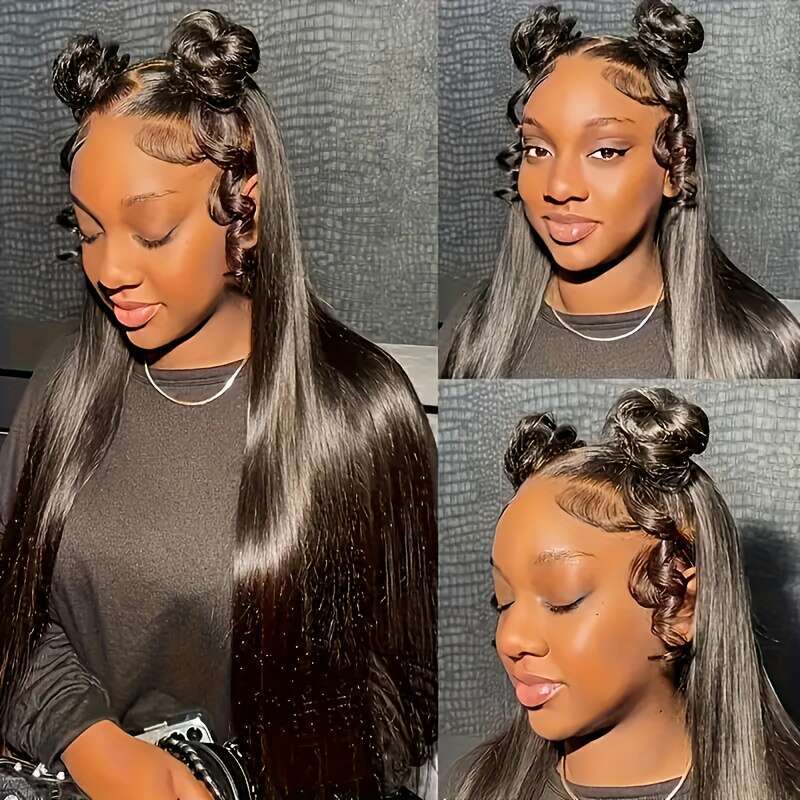 Elegant 100% That Melts Into The Light Straight 360 Full HD Transparent Frontal Human Wigs Natural Color For Women Pre Plucked With Baby Hair 200% Den